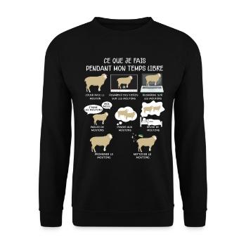 Mes Moutons je les aime citation éleveur - Sweat-shirt Unisexe - noir - Devant - Alina (178cm) & Michal (187cm)