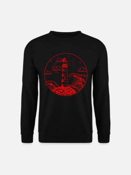 Leuchtturm im Sturm Rot SVENPAINT - Unisex Pullover - Schwarz