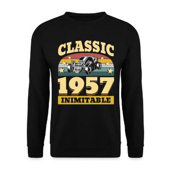 Classique Depuis 1957 - Anniversaire 65 Ans - Sweat-shirt Unisexe - noir - Devant - Alina (178cm) & Michal (187cm)