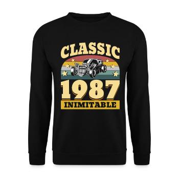 Klassik seit 1987 - Jubiläum 35 Jahre - Unisex Pullover - Schwarz - Vorne - Alina (178cm) & Michal (187cm)