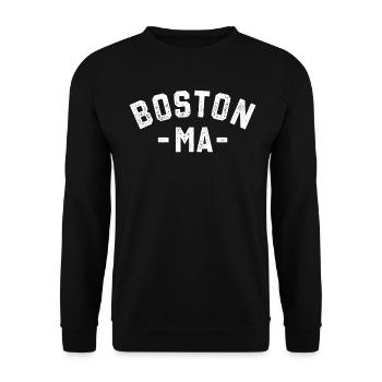 BOSTON MASSACHUSETTS STAMPED - Unisex Pullover - Schwarz - Vorne - Alina (178cm) & Michal (187cm)