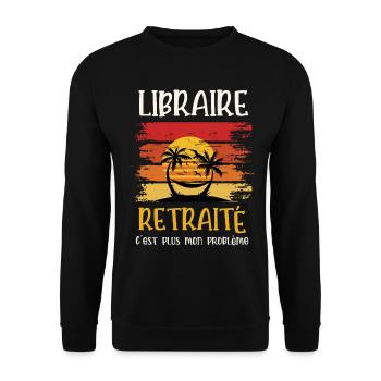libraire retraité - Sweat-shirt Unisexe - noir - Devant - Alina (178cm) & Michal (187cm)
