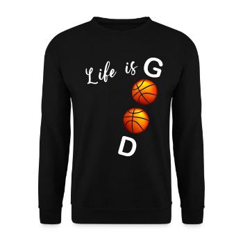 Basketball Zitat Basketball Mann oder Frau - Unisex Pullover - Schwarz - Vorne - Alina (178cm) & Michal (187cm)
