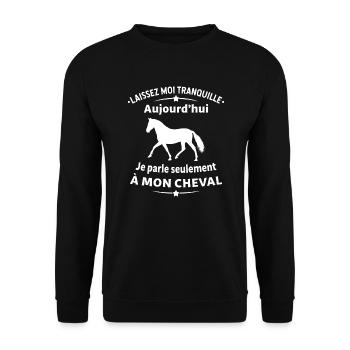 je parle seulement à mon cheval - Sweat-shirt Unisexe - noir - Devant - Alina (178cm) & Michal (187cm)