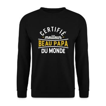 Certifié meilleur beau papa du monde t-shirt - Sweat-shirt Unisexe - noir - Devant - Alina (178cm) & Michal (187cm)