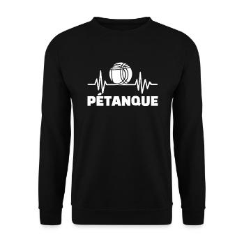 t-shirt pétanque battement de coeur - Sweat-shirt Unisexe - noir - Devant - Alina (178cm) & Michal (187cm)