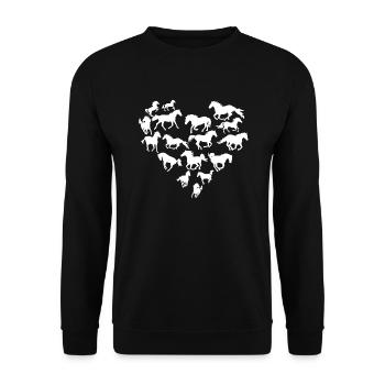 chevaux coeur - Sweat-shirt Unisexe - noir - Devant - Alina (178cm) & Michal (187cm)