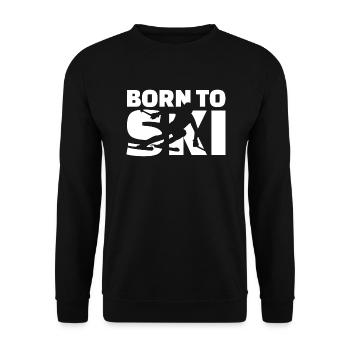 geboren zum Skifahren - Unisex Pullover - Schwarz - Vorne - Alina (178cm) & Michal (187cm)