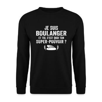 boulanger super-pouvoir ? - Sweat-shirt Unisexe - noir - Devant - Alina (178cm) & Michal (187cm)
