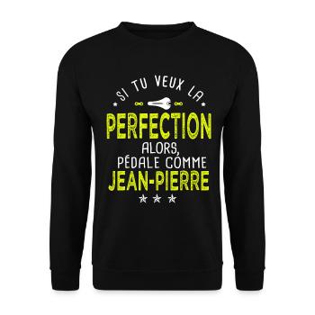 Jean pierre si tu veux la perfection vélo cycliste - Sweat-shirt Unisexe - noir - Devant - Alina (178cm) & Michal (187cm)