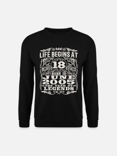 Das Leben beginnt mit 18 - geboren im Juni 2005 - Unisex Pullover - Schwarz
