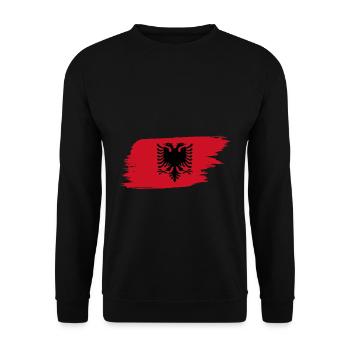 Albanien Pinselstrich Flagge - Unisex Pullover - Schwarz - Vorne - Alina (178cm) & Michal (187cm)