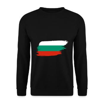 Bulgarien Pinselstrich Flagge - Unisex Pullover - Schwarz - Vorne - Alina (178cm) & Michal (187cm)