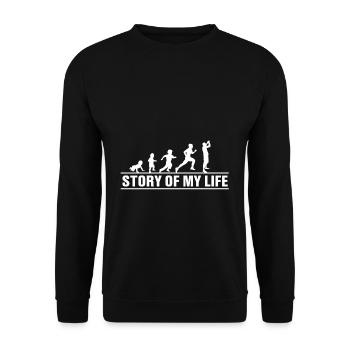 Trinker Evolution Die Geschichte meines Lebens - Unisex Pullover - Schwarz - Vorne - Alina (178cm) & Michal (187cm)