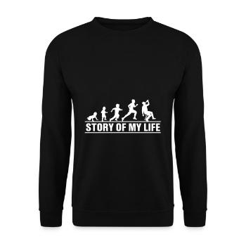 Saufen Evolution Die Geschichte meines Lebens - Unisex Pullover - Schwarz - Vorne - Alina (178cm) & Michal (187cm)