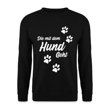 Die Mit dem Hund Geht+ - Unisex Pullover - Schwarz - Vorne - Alina (178cm) & Michal (187cm)