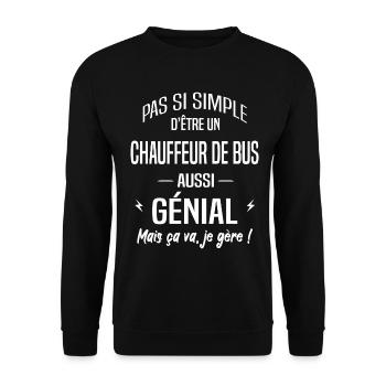 Chauffeur de bus - Sweat-shirt Unisexe - noir - Devant - Alina (178cm) & Michal (187cm)