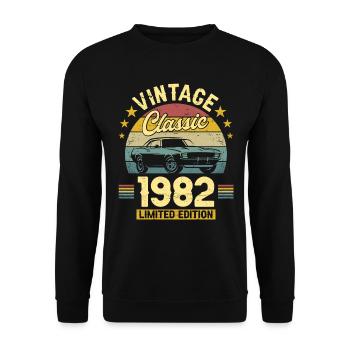 Vintage 1982 Original Anniversaire 40 Ans - Sweat-shirt Unisexe - noir - Devant - Alina (178cm) & Michal (187cm)