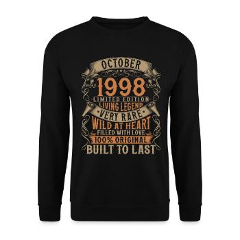 Octobre 1998 Cadeau d’anniversaire de naissance - Sweat-shirt Unisexe - noir - Devant - Alina (178cm) & Michal (187cm)
