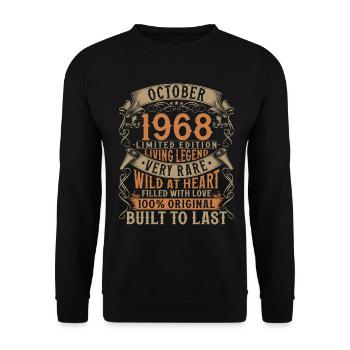 Octobre 1968 Cadeau d’anniversaire de naissance - Sweat-shirt Unisexe - noir - Devant - Alina (178cm) & Michal (187cm)