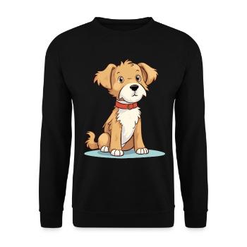 Niedliches Hundedesign für Hundebesitzer - Unisex Pullover - Schwarz - Vorne - Alina (178cm) & Michal (187cm)