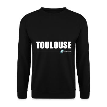 Match de rugby et ville de Toulouse - Sweat-shirt Unisexe - noir - Devant - Alina (178cm) & Michal (187cm)