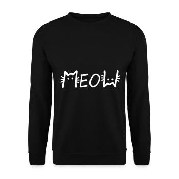 Süße Katze Meow Katzenmotiv Farbe frei wählbar - Unisex Pullover - Schwarz - Vorne - Alina (178cm) & Michal (187cm)