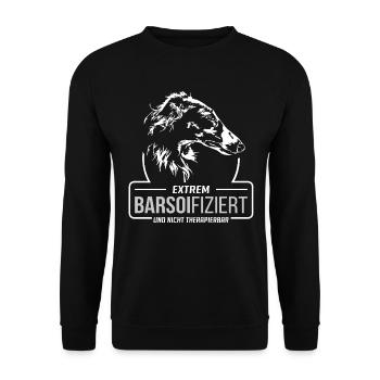 BARSOIFIZIERT Barsoi Hundespruch Hunde Wilsigns - Unisex Pullover - Schwarz - Vorne - Alina (178cm) & Michal (187cm)