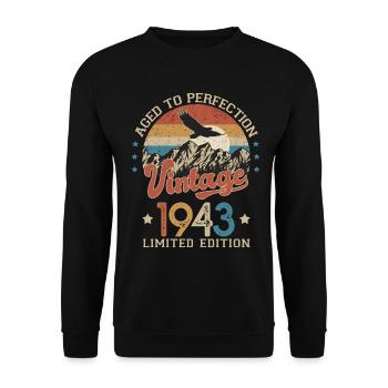 1943 Humor Birthday 80 Years Age Perfection - Unisex Sweatshirt - black - Front - Alina (178cm) & Michal (187cm)
