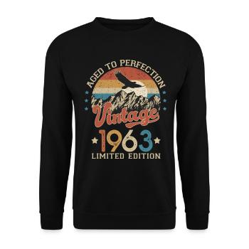1963 Humour anniversaire 60 ans âge perfection - Sweat-shirt Unisexe - noir - Devant - Alina (178cm) & Michal (187cm)
