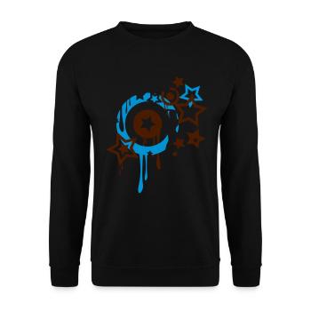 Sterne und Kreise schmelzen - Unisex Pullover - Schwarz - Vorne - Alina (178cm) & Michal (187cm)