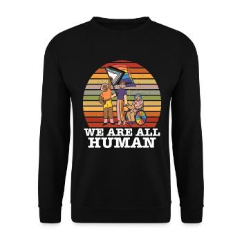 We are all Human Rainbow Flag human rights - Unisex Sweatshirt - black - Front - Alina (178cm) & Michal (187cm)