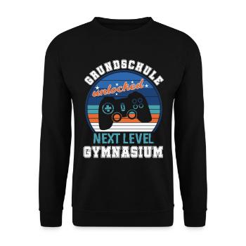 Schulabschluss Grundschule Level Gymnasium Gamer - Unisex Pullover - Schwarz - Vorne - Alina (178cm) & Michal (187cm)