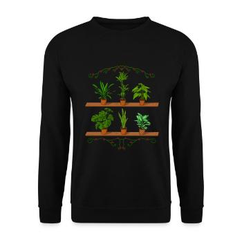 Pflanzen Ansammlung Topfpflanzen - Unisex Pullover - Schwarz - Vorne - Alina (178cm) & Michal (187cm)