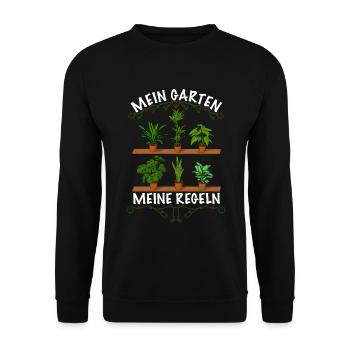 Mein Garten meine Regeln Garten - Unisex Pullover - Schwarz - Vorne - Alina (178cm) & Michal (187cm)