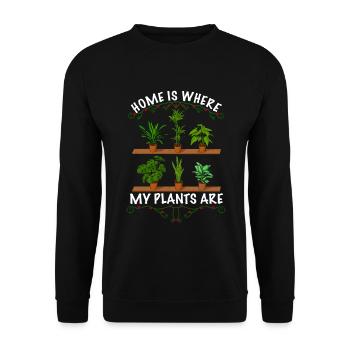 Home is where my Plants are - Unisex Pullover - Schwarz - Vorne - Alina (178cm) & Michal (187cm)