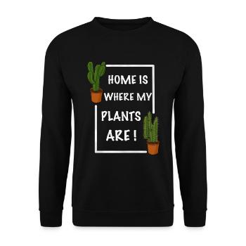 La maison est l’endroit où se trouvent mes plantes - Sweat-shirt Unisexe - noir - Devant - Alina (178cm) & Michal (187cm)
