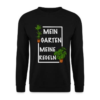 Mein Garten meine Regeln - Unisex Pullover - Schwarz - Vorne - Alina (178cm) & Michal (187cm)
