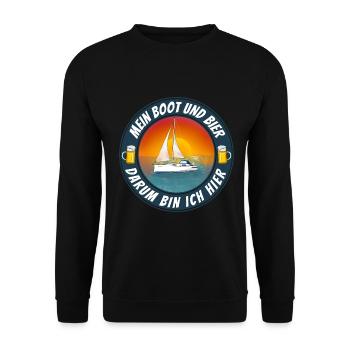Boot und Bier Segelboot - Unisex Pullover - Schwarz - Vorne - Alina (178cm) & Michal (187cm)