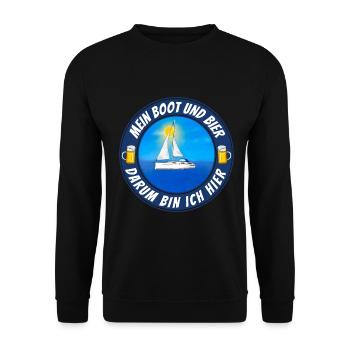 Boot und Bier Segelboot - Unisex Pullover - Schwarz - Vorne - Alina (178cm) & Michal (187cm)