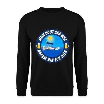 Mein Boot und Bier dafür bin ich hier - Unisex Pullover - Schwarz - Vorne - Alina (178cm) & Michal (187cm)