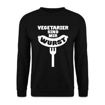 Vegetarier sind mir Wurst Fleischesser Geschenk - Unisex Pullover - Schwarz - Vorne - Alina (178cm) & Michal (187cm)