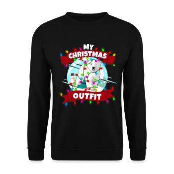 Mein Weihnachten Outfit Eisbär - Unisex Pullover - Schwarz - Vorne - Alina (178cm) & Michal (187cm)