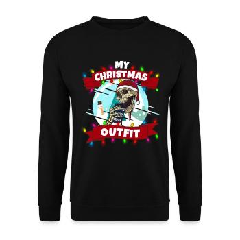 Mein Weihnachten Outfit Weihnachtsmann - Unisex Pullover - Schwarz - Vorne - Alina (178cm) & Michal (187cm)