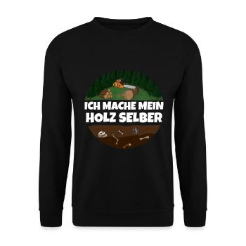 Ich mache mein Holz Selber Holzfäller Kettensäge - Unisex Pullover - Schwarz - Vorne - Alina (178cm) & Michal (187cm)