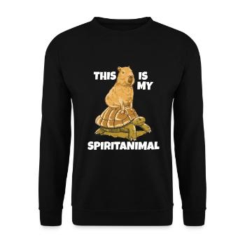 This is my Spiritanimal capybara - Unisex Pullover - Schwarz - Vorne - Alina (178cm) & Michal (187cm)