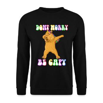 Capybara be Capy - Unisex Sweatshirt - black - Front - Alina (178cm) & Michal (187cm)