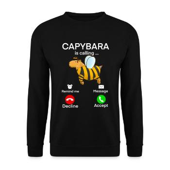 Capybara Anruf - Unisex Pullover - Schwarz - Vorne - Alina (178cm) & Michal (187cm)