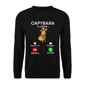 Capybara Meme - Unisex Pullover - Schwarz - Vorne - Alina (178cm) & Michal (187cm)