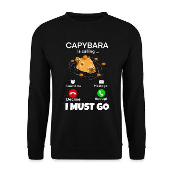 Capybara i must go - Unisex Pullover - Schwarz - Vorne - Alina (178cm) & Michal (187cm)